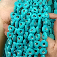 natural stone blue hollow heart beads 15mm loose beads for charm making necklaces bracelets fashion jewelry accessories