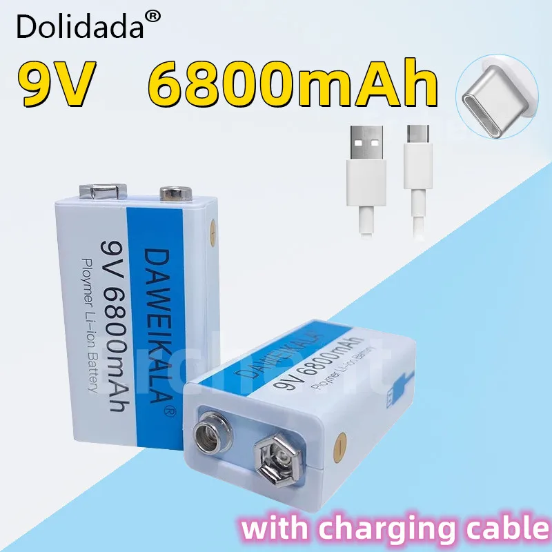 

Литий-ионный аккумулятор для мультиметра, микрофона, пульта ДУ, 9 В, 6800 мАч