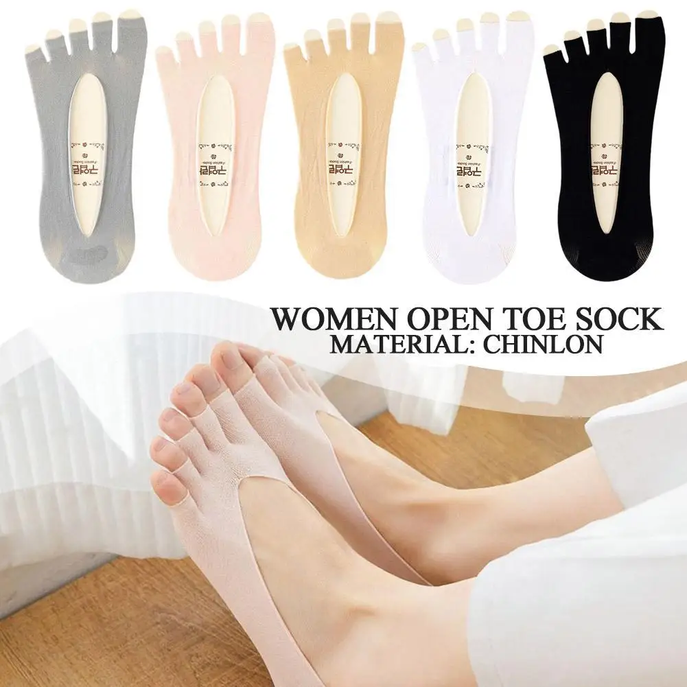 

1Pair Women Open Toe Socks Breathable Soft Elastic Open Toe Sock Invisible Sox Ultra-thin Casual Sock Five Finger Invisible Sock