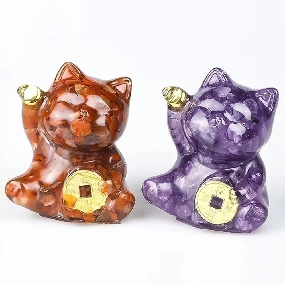 Кавайная каменная фигурка Lucky Cat изысканная прочная мультяшная модель