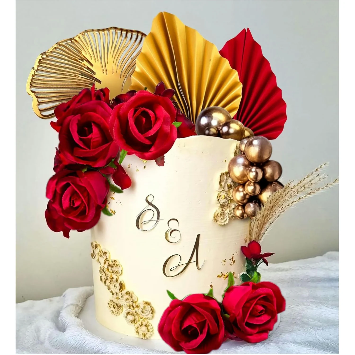 21 Шт. Украшения С Красной Розой Топперы Для Торта Гинкго Пальмовый Лист Свадьба