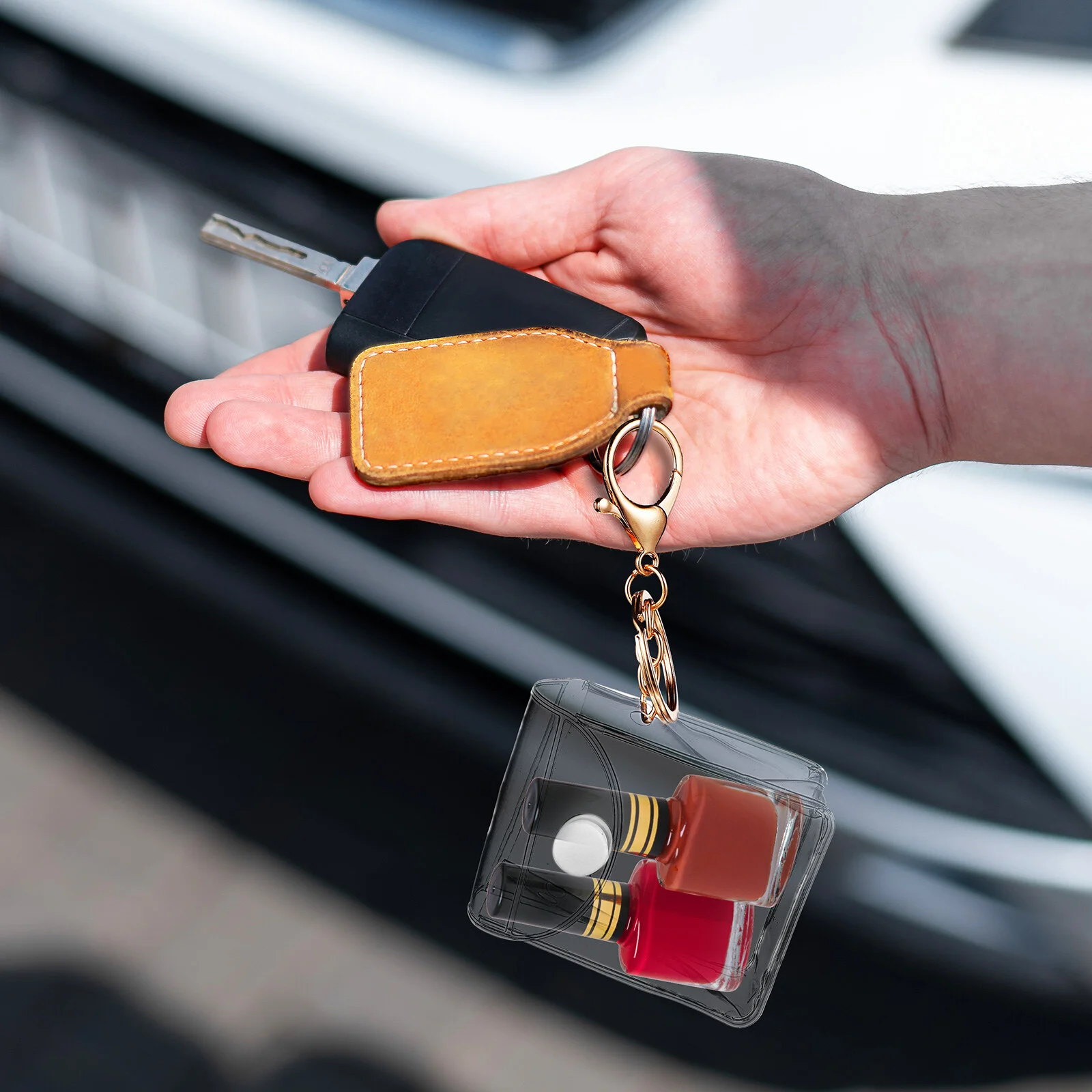 4 Pcs Lipstick Stand Small Make Bag Clear Toiletry Bags Makeup Organizer Wristband Keychain Mini Wallet Ring