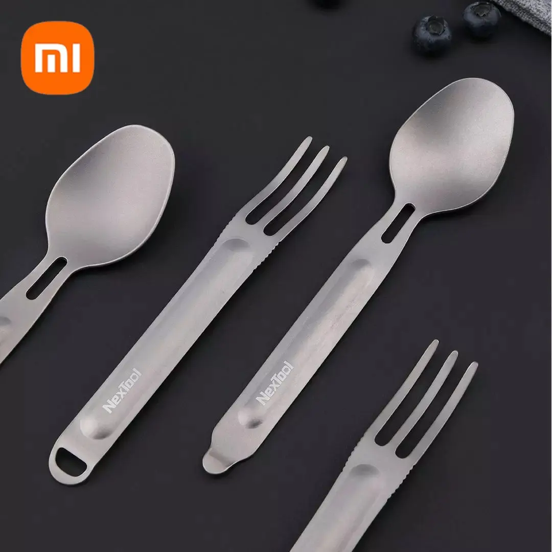 

Xiaomi NexTool уличная ложка и вилка из чистого титана многоразовая посуда для кемпинга 2-в-1 Съемная посуда для пешего туризма и путешествий