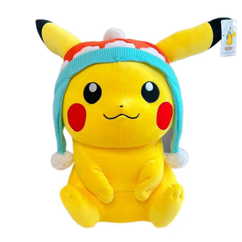 

Pokemon Anime Around Pikachu Winter Limited Wool Hat Plush Toy Big Doll Genuine Cartoon Pillow Gift Kawaii Children's Toys