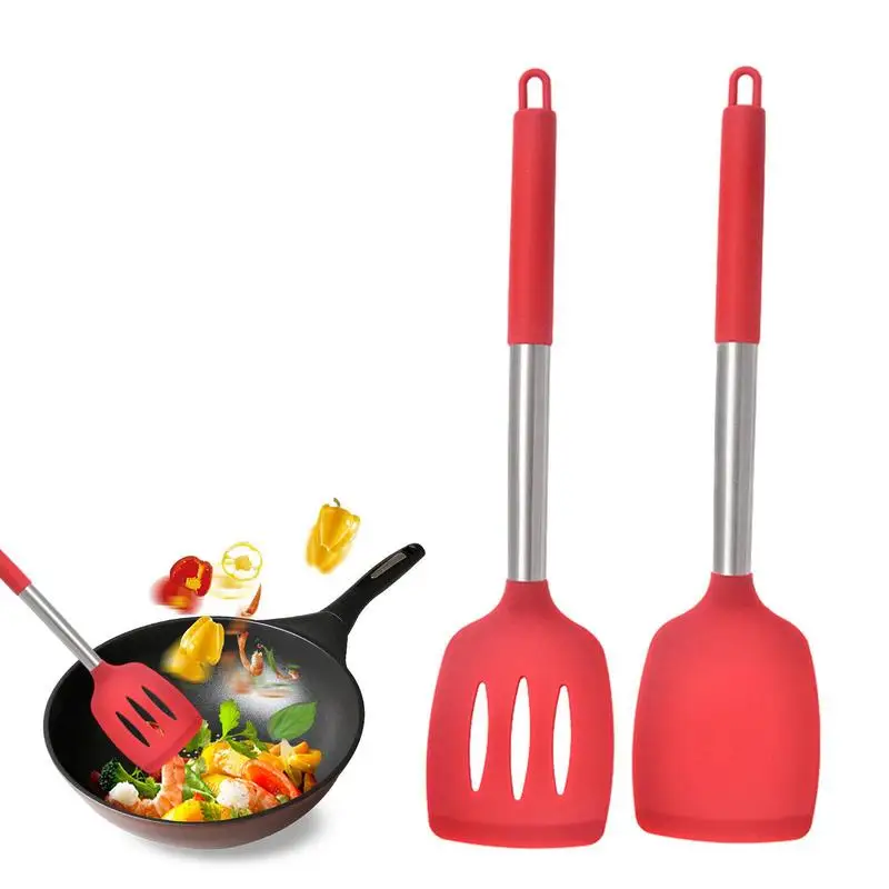 

2PCS Silicone Spatula Small Silicone Spatula Steak Frying Spatula High Temperature Non Stick Cooking Spatula Spoon For Cooking