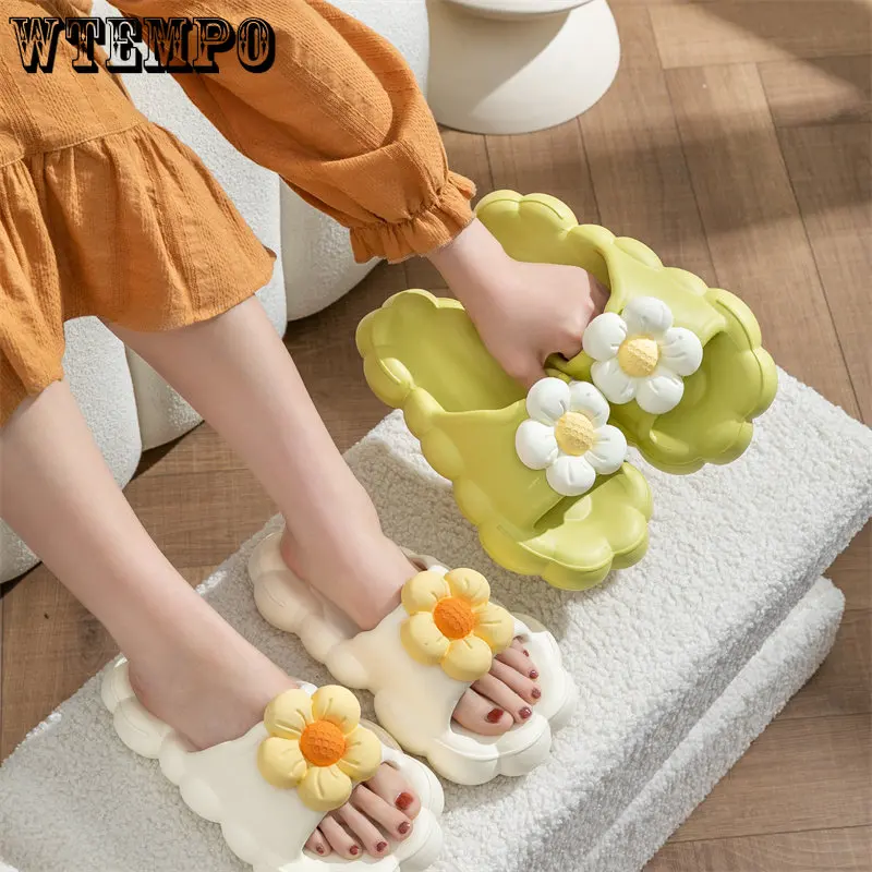 WTEMPO Super Cute Slippers Indoor Flower Slides for Women Girl Indoor Slippers Open Toe Platform Shoes Wholesale Dropshipping