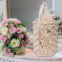 wedding card box wooden elegant cutout hexagon design wedding box 3d classic scene for wedding party decoration