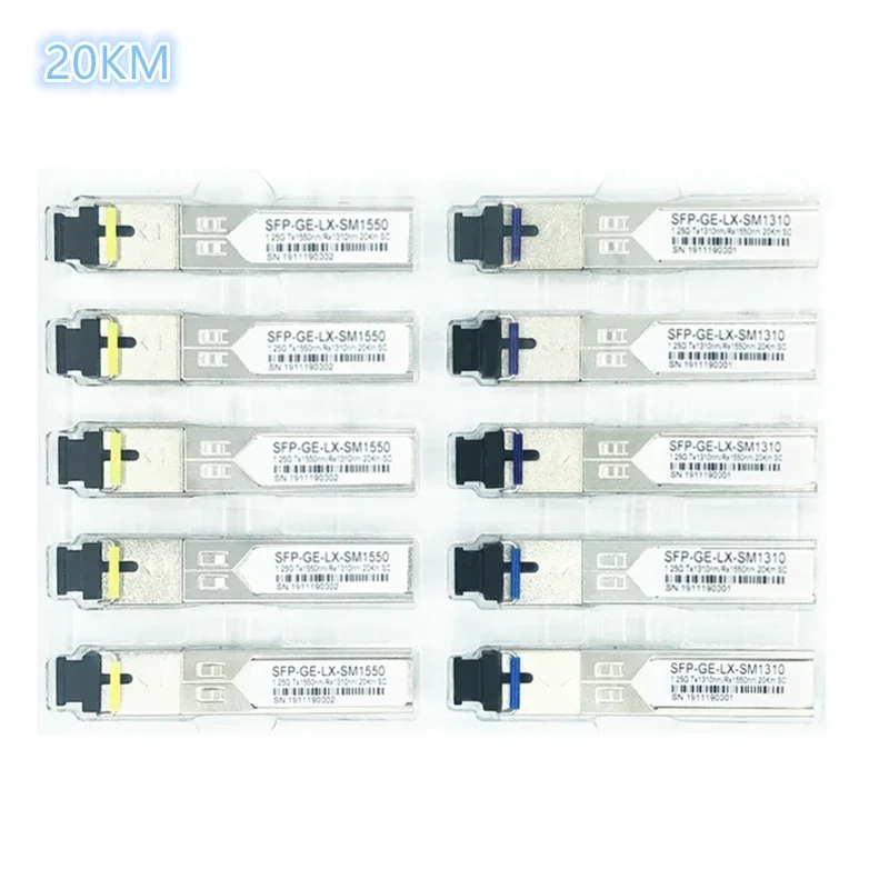 Оптоволоконный модуль SC SFP 1 25G 20 км 1310/1550 нм одноволоконный оптический