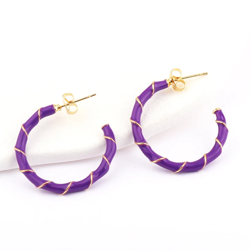 

New Colorful Geometric Dripping Oil Hoop Earrings For Women Enamel Love Earring Fashion Party Wedding Jewelry