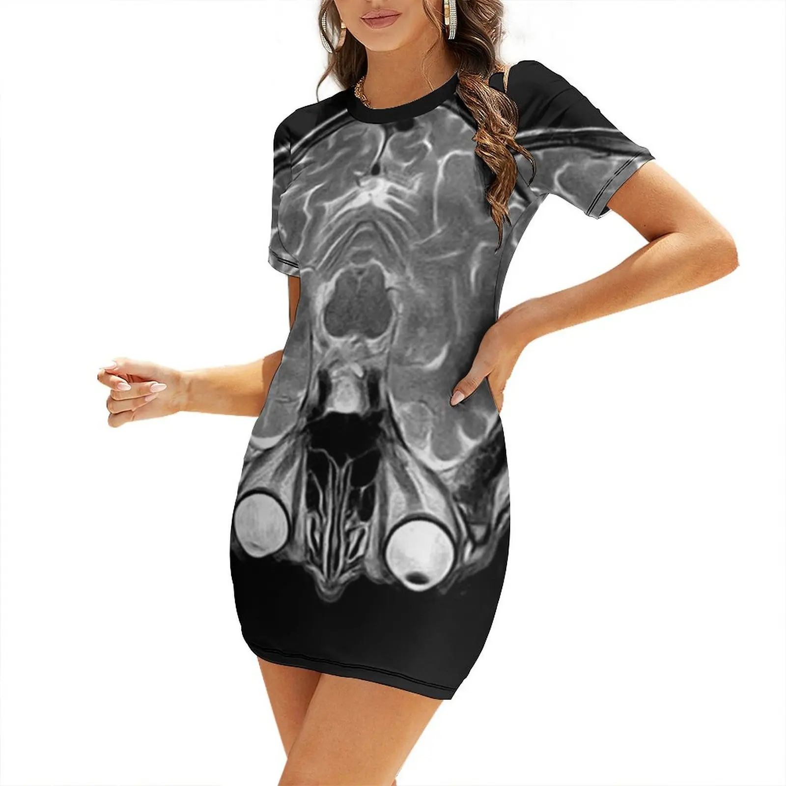 Платье MRI of the Brain с короткими рукавами фиолетовое платье для женщин летние