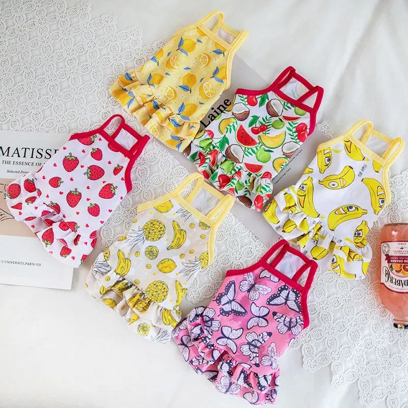 

New Summer Print Pet Vest Dog Clothes Cool Dress T-shirts Sling Skirt for Small Medium Large Cat Dog French Bulldog Sweatshirt
