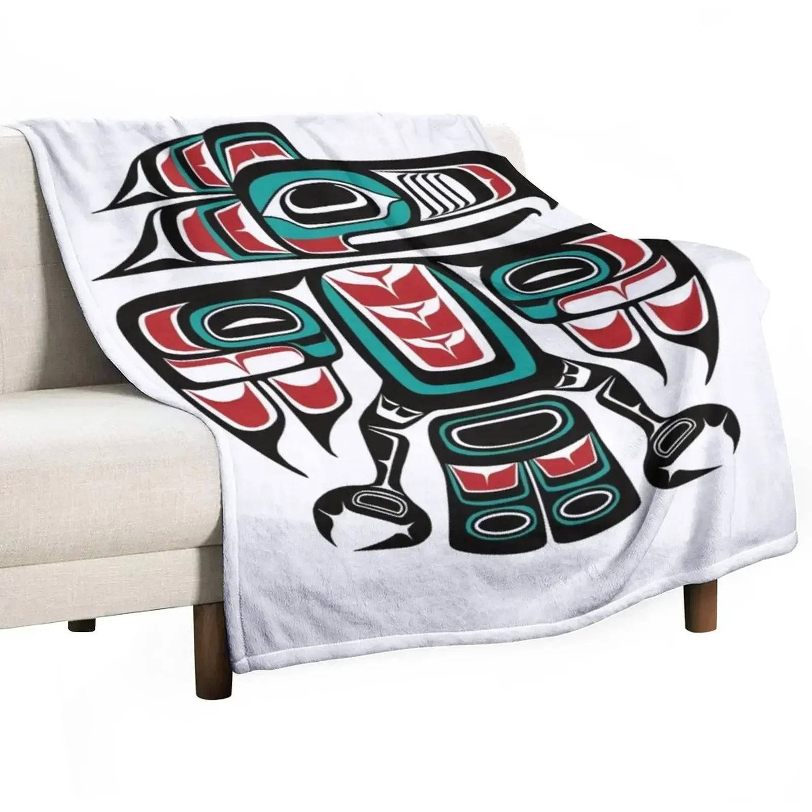 Одеяло Haida Tlingit Native Raven Totem гигантский диван пляжные одеяла