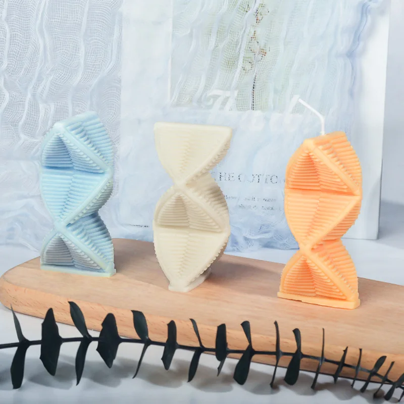 Life Spiral Candle Silicone Mold DIY Long Rhombus Aromatherapy Candle Molds for Candle Making Beeswax Mold