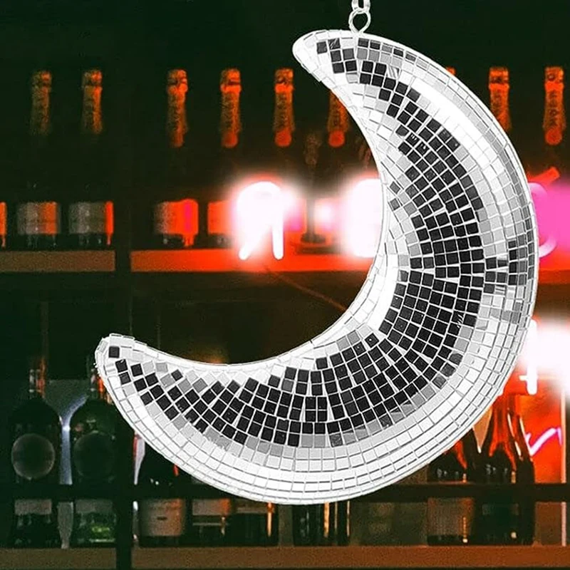 Дискошар в форме луны подвесной зеркальный шар с цепью бар Ktv Dj клубный
