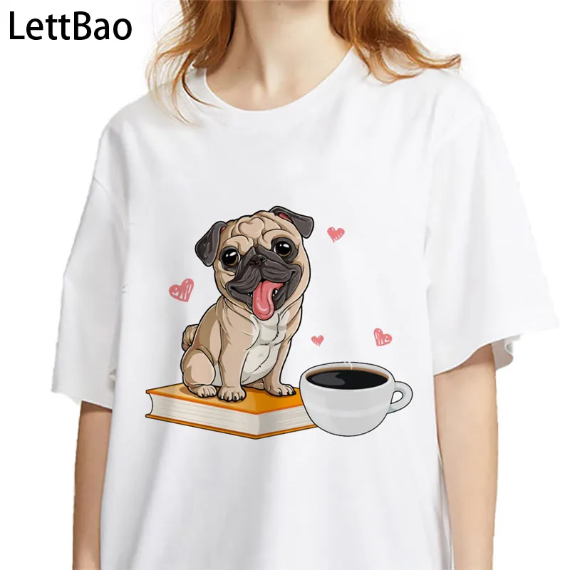 

Summer Women T-shirts Cute Pug Dog Animal Print Women T Shirt Clothing Ulzzang Harajuku Casual Ladies Short Sleeve T-shirts Tops
