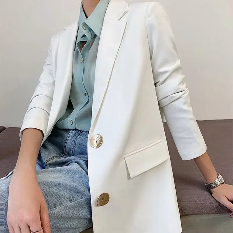 Пиджак Женский Повседневный на пуговицах модный профессиональный свободный