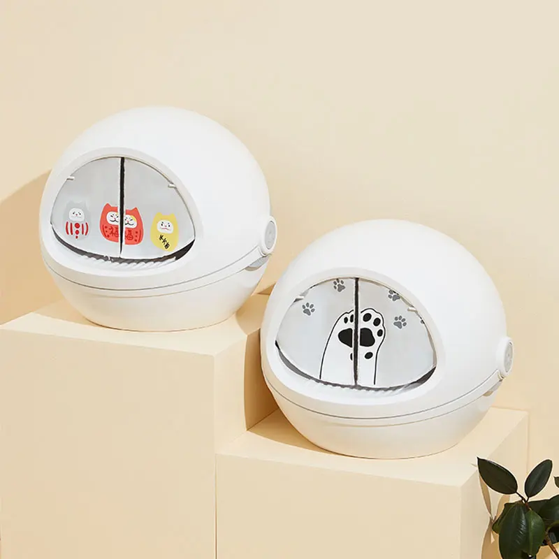 

New Space Capsule Closed Cat Litter Box Sandbox Cat Bedpan Toilet Anti-Splash Potty With Spoon Clean House Cat Pet Supplies