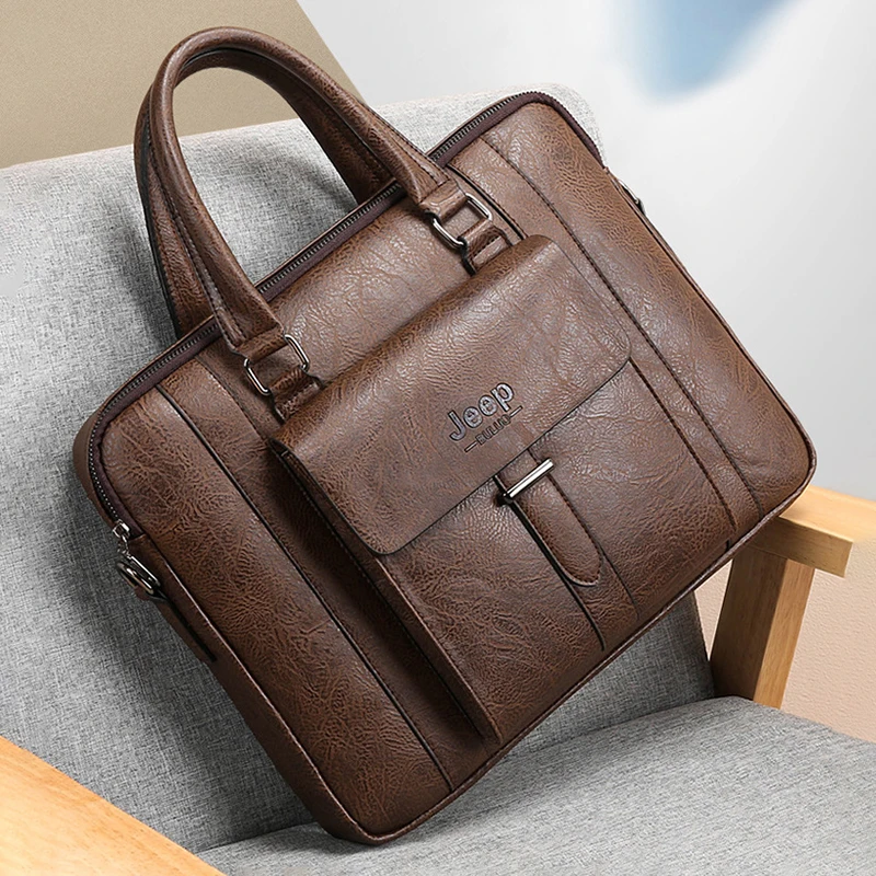 Leather Men'S Briefcase Luggage Handbag Laptop Document Folder Shoulder Luxury Business Messenger Crossbody Side Designer Bag