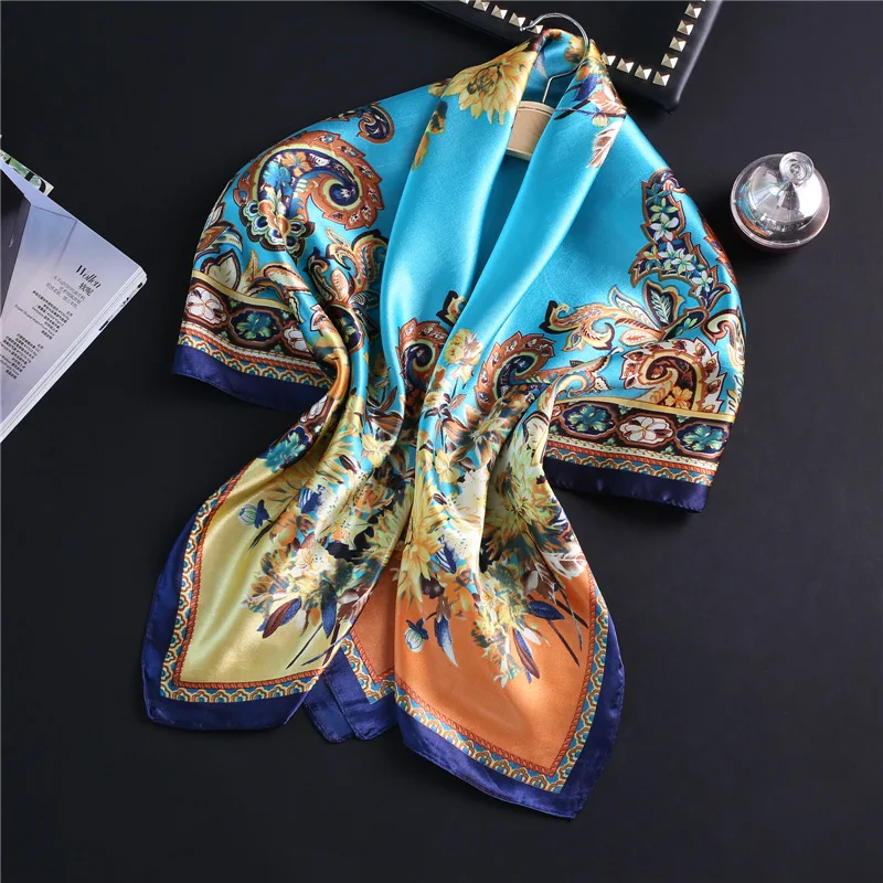 2022 Модный женский большой квадратный шелковый шарф женские шали и палантины
