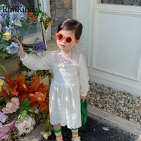 rinikinda 2022 autumn girls princess dress lace tulle solid ball gown for children kids korean child baby sweet princess dress