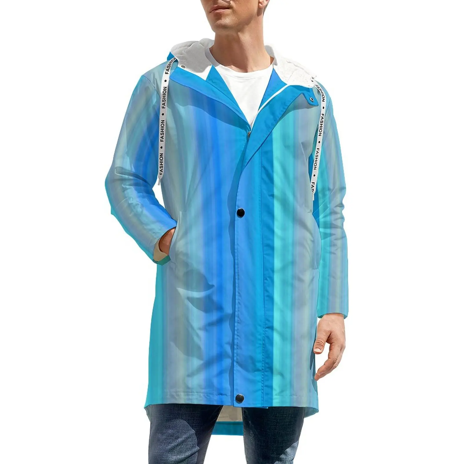 

Тренчкот мужской с абстрактными полосками, длинная прямая Повседневная теплая парка с цветным рисунком поп-арт, с карманами, уличная зимняя...