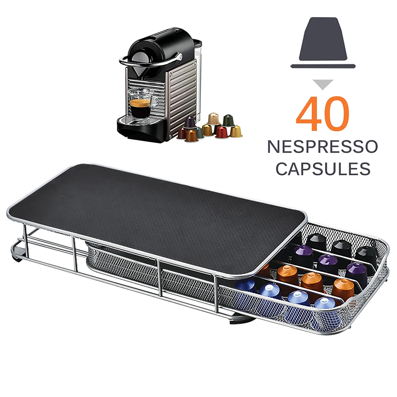 

For Nespresso Coffee Drawers Capsules Holder 40 Pods Coffee Capsule Organizer Storage Stand Rack Practical Coffee Shelves