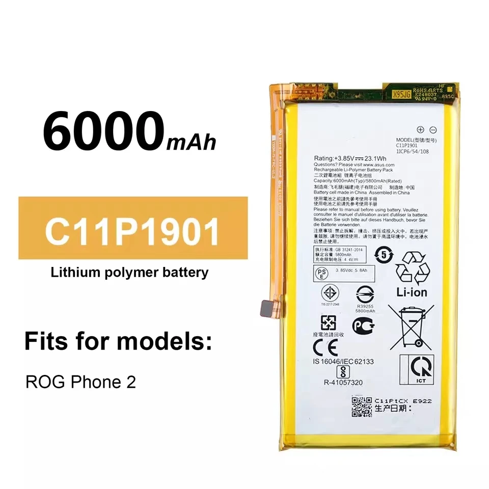 Новый аккумулятор 6000 мАч/Втч C11P1901 Сменный для телефона Asus ROG 2 Game Phone ZS660KL I001DB -