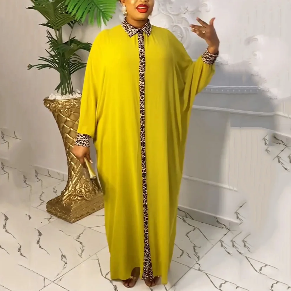 

Elegant Chiffon Loose Dresses for African Ladies Batwing Sleeve Floor Length Luxury Birthday Party Dinner Night Vestidos Mujer