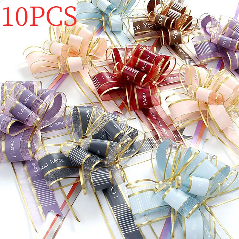 

10pcs Snow Yarn Pull Bow Ribbon Christmas Gift Knot Packaging Party Wedding Diy Decoration Bows Pull Flower 30cm