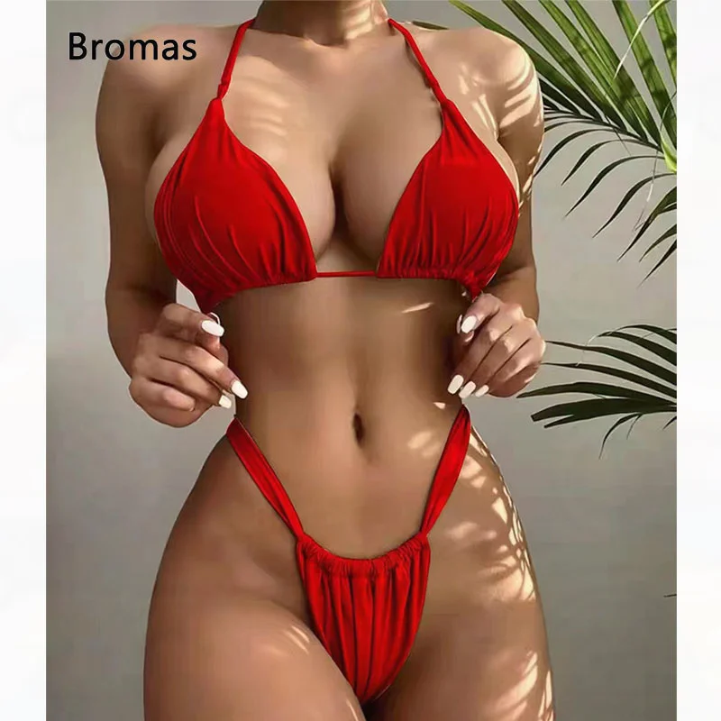 

Bikini 2023 Sexy Bandage Swimsuit Women Push Up Swimwear Two Piece Bikini Sets Solid Beach Bather Bathing Suit