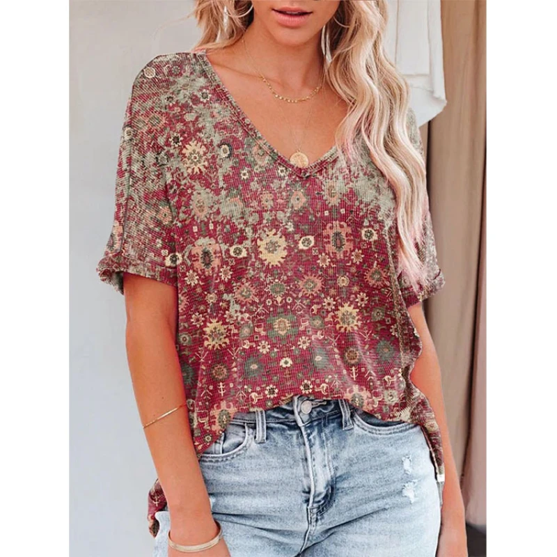 

2022 Women's Clothing Oversized Top Summer Short Sleeve Tees T-Shirts Female Fashion Plus Size Printed Shirts Tops