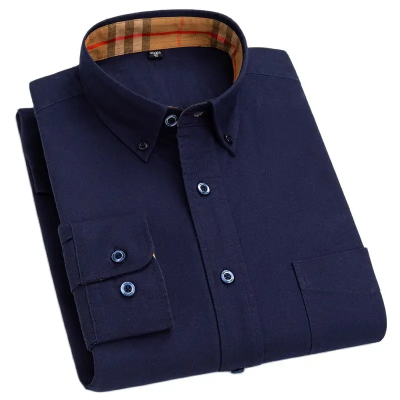 Parklees 100% Cotton Oxford Shirt for Men 2022 Brand New Long Sleeve Button Down Formal Shirt Business Casual Regular Fit Shirts