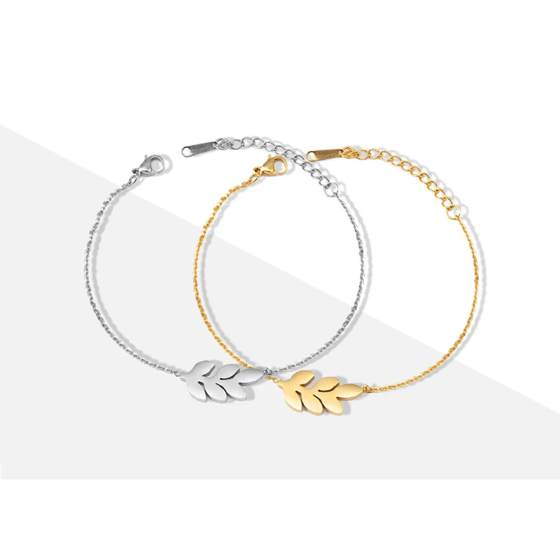 

Браслет-цепочка из титановой стали с позолотой в виде оливковой ветви, 18 К