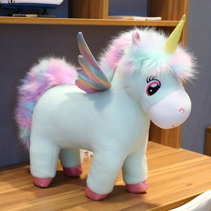 

Fantastic Glow Rainbow Wings Unicorn Plush Toy Giant Unicorn Toy Stuffed Animal Doll Fluffy Hair Fly Horse Toys for Children Kid