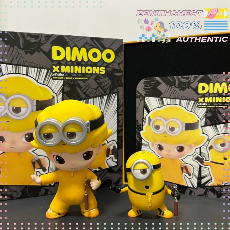 Фото Коллекционная фигурка POP MART Dimoo x Minions: Милый настольный декор, модный акцент для дома, креативный повседневный подарок, персонализированный. №2