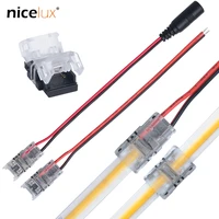 5pcs 2 pin flexible strip connectors for ip20 ip65 hollow tube smd cob led strip quick dc female plug new 3 types 8mm connector