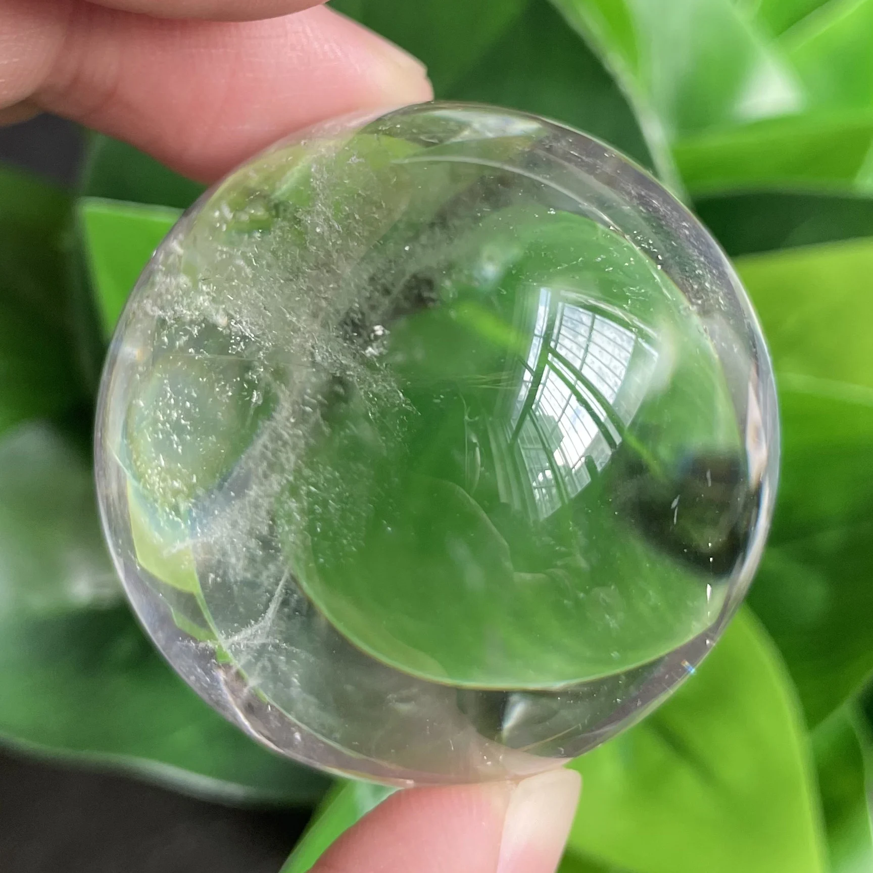 

124g Natural Clear Quartz Ball Polished Green Phantom Crystal Sphere Decoration Reiki Healing