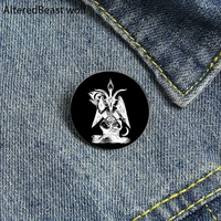 baphomet cartoon printed pin custom funny brooches shirt lapel bag cute badge cartoon enamel pins for lover girl friends