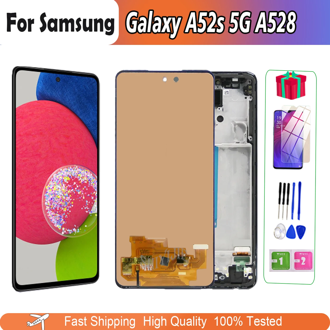 100% протестированный ЖК-дисплей 6,5 дюйма для Samsung Galaxy A52s 5G A528B A528M A528B/DS A52S A528, ЖК-дисплей, сенсорный экран, дигитайзер, запасные части