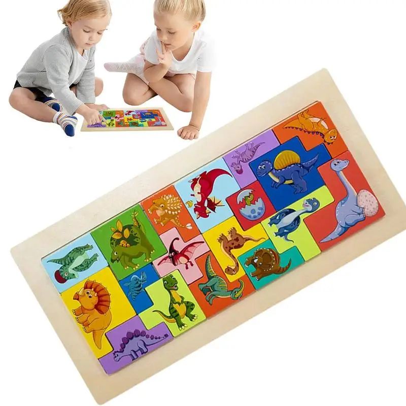 

Montessori Cartoon Animal Toys 3D Stereoscopic Wooden Child thinking block Puzzle Tell Story Educational Wooden Puzzles for Kids