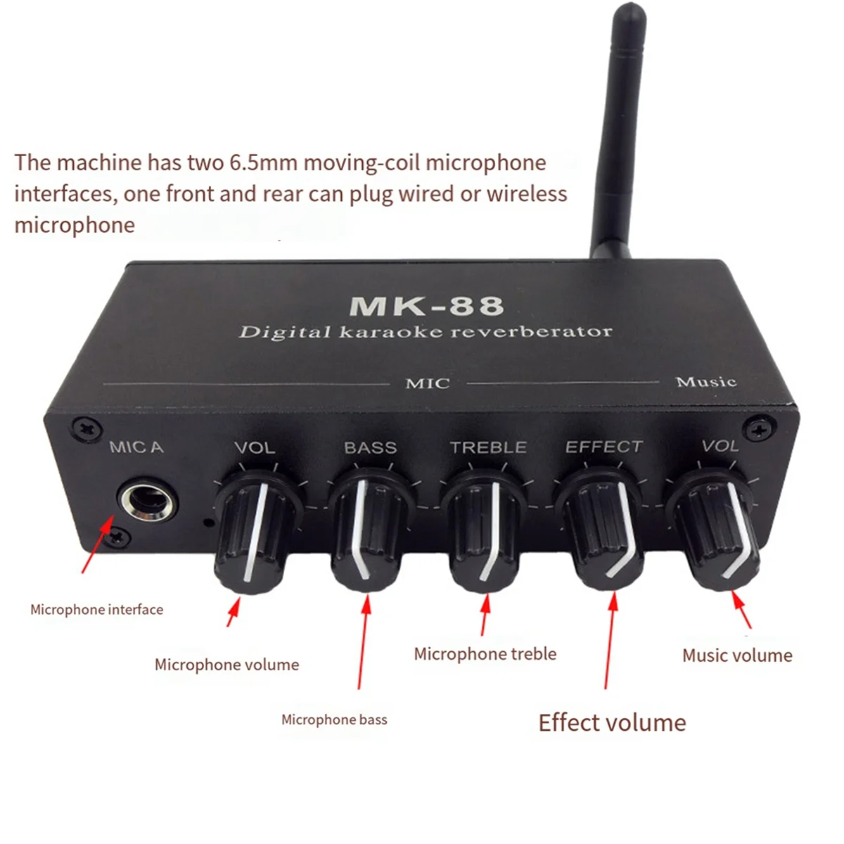 MK-88 6 5 мм микрофон с эффектом реверберации Bluetooth коаксиальный декодер стерео