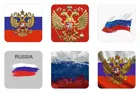 3D cтикеры  3Д наклейки на телефон, флаг, герб России. Мега Принт. Набор 6шт. 3х3 см.