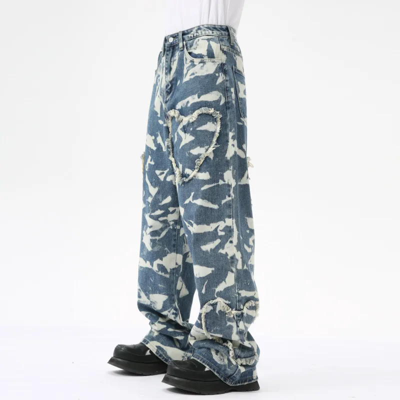 Джинсы SYUHGFA мужские с принтом модные штаны из денима в американском стиле