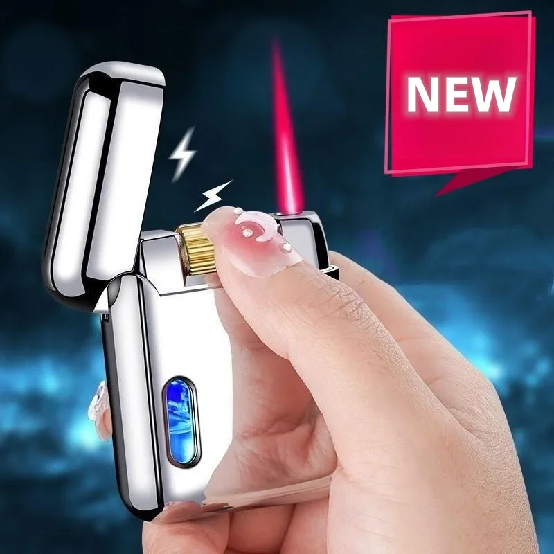 

New Upgrade Pink Flame Direct Punch Creative Roller Ignition Inflatable Lighter Portable Metal High Quality Windproof Lighter