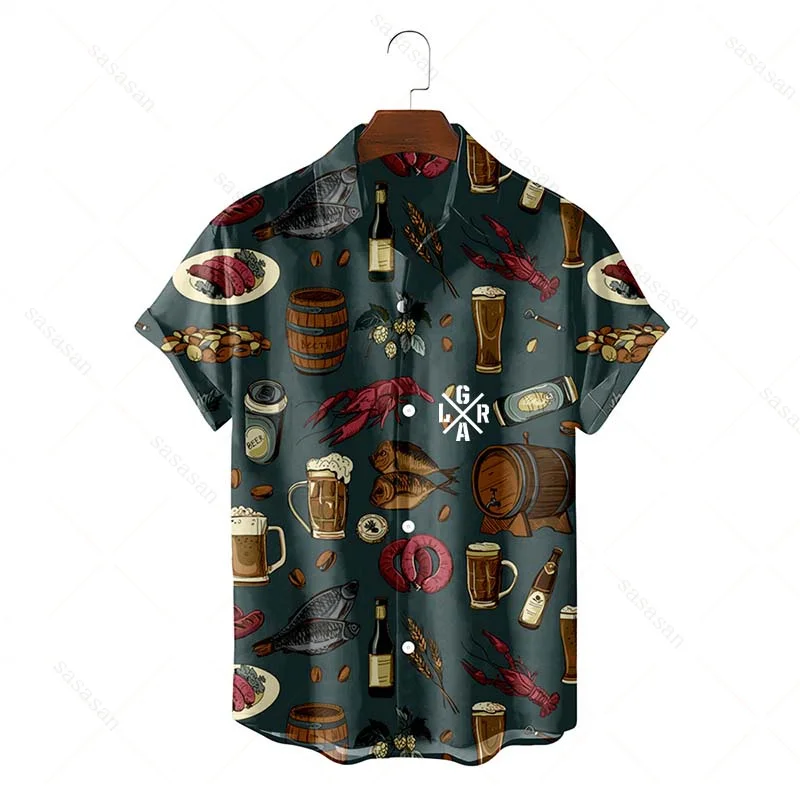 

Loose Rider Men's Hawaiian Shirt Short Sleeve 3D Beer Pattern Printing Party Shirt Beach Shirt Summer Fashion Tops