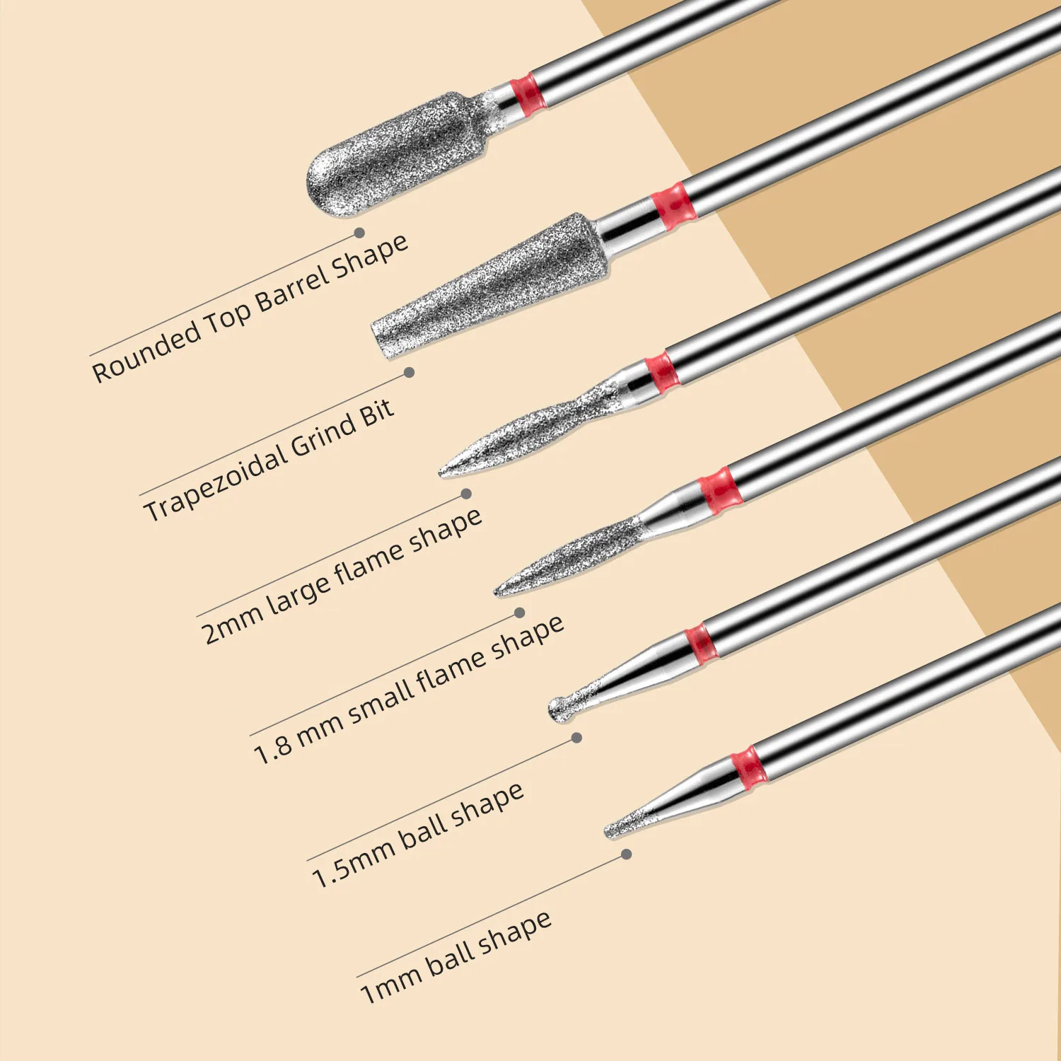 Набор Алмазных фрез для маникюра и кутикулы 8 шт.