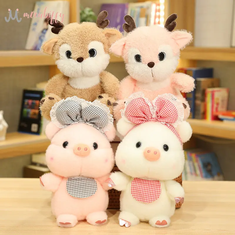 

Милые плюшевые животные, 25 см, свинья, олень, игрушки, мягкие высококачественные Мультяшные животные, куклы, детские успокаивающие плюшевые ...