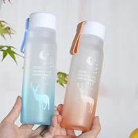 500ml frosted sports water bottle leak proof drinking plastic gym travel carrying camping drinkware bottles with rope handle