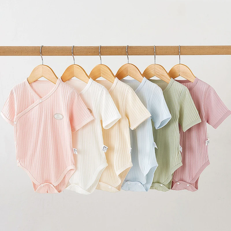 

Однотонный Детский комбинезон в полоску, корейское боди с коротким рукавом для маленьких мальчиков и девочек, корейский комбинезон для малышей, цельнокроеный костюм