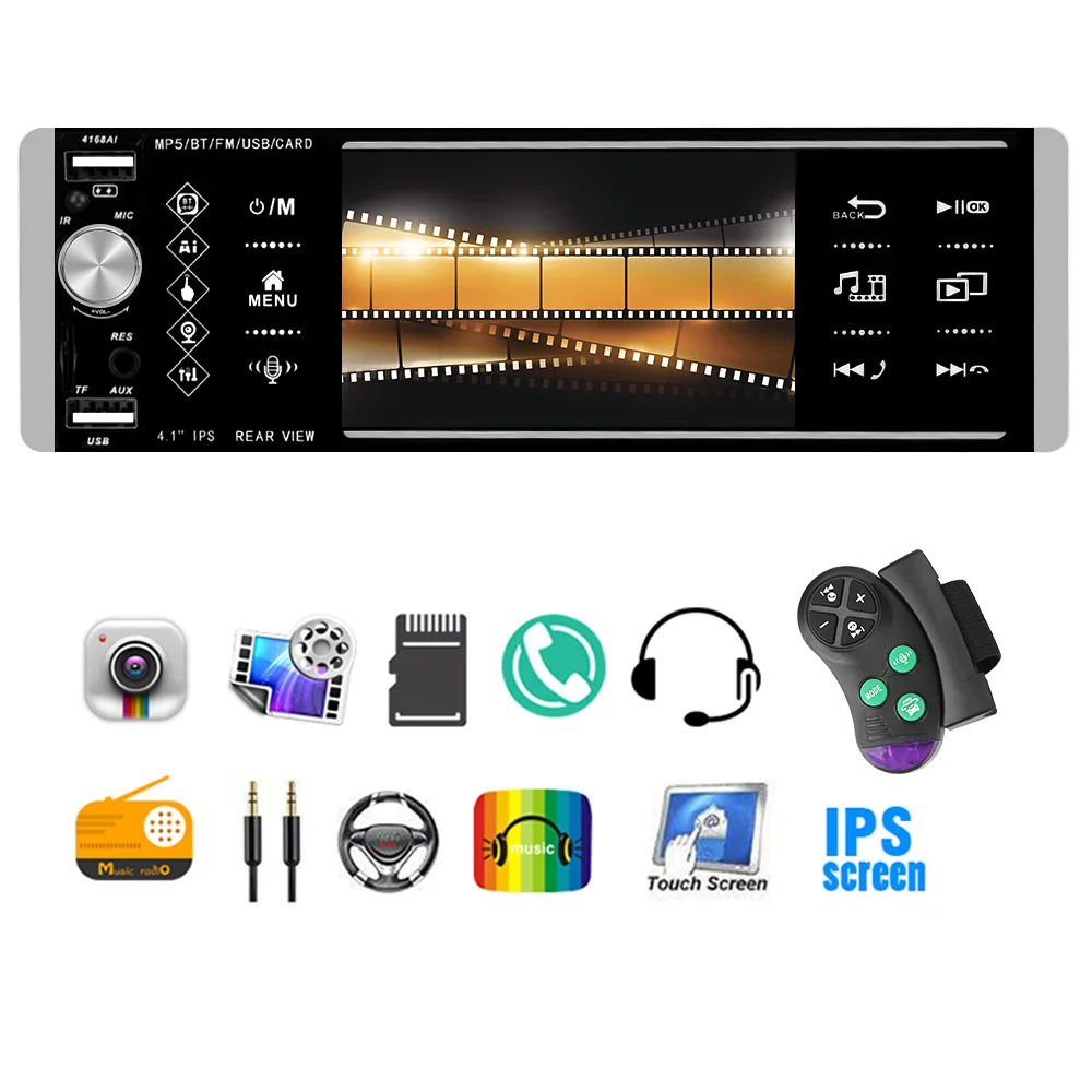 

Touch Car Radio Reverse Image 1 Din 5.2 Inch Mp5 Player Bidirectional Interconnection Intelligent AI Voice FM 3-USB Bluetooth